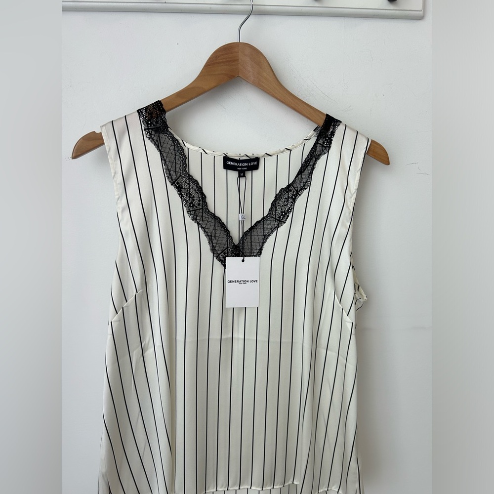 Generation Love Striped Top with Black Lace